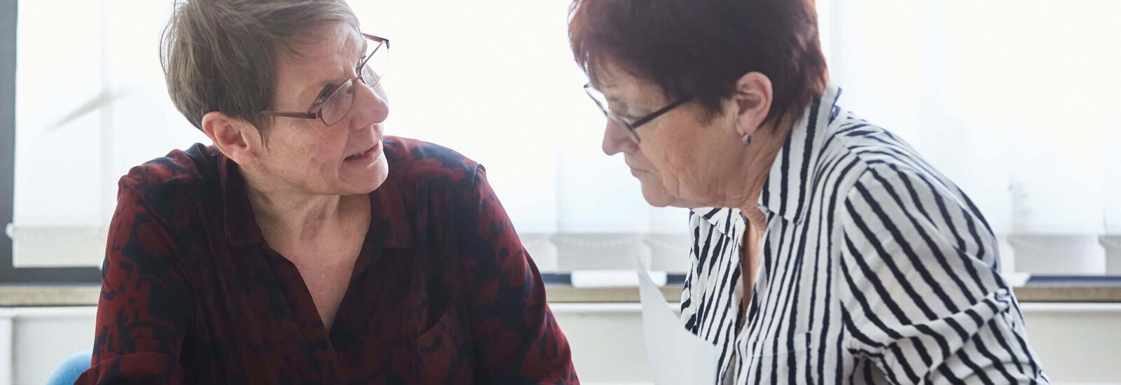 Eine EAA-Expertin berät eine interessierte Person.