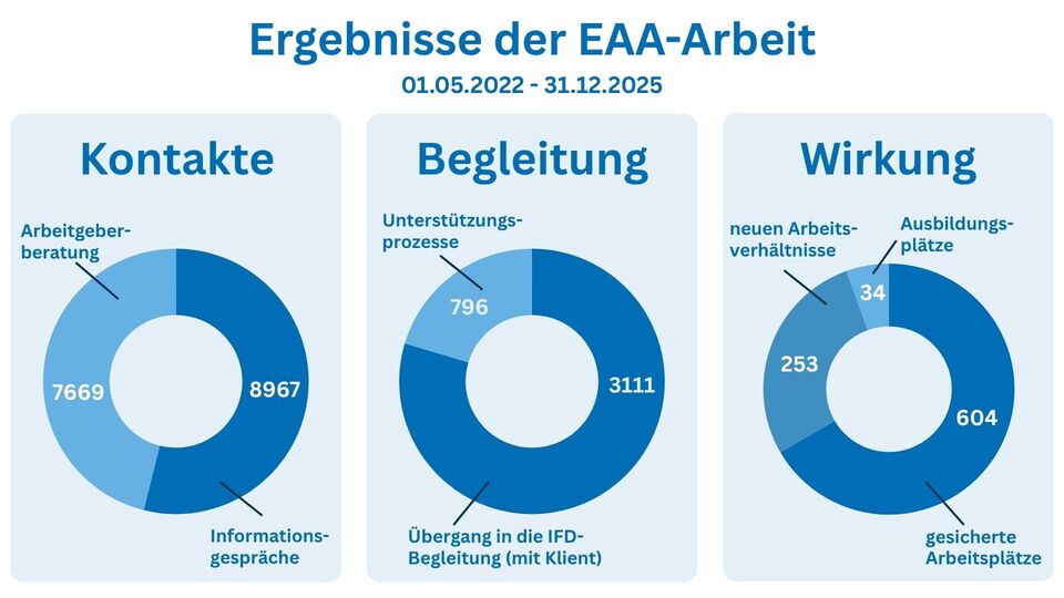 Ergebnisse der EAA-Arbeit als Kreisdiagramme